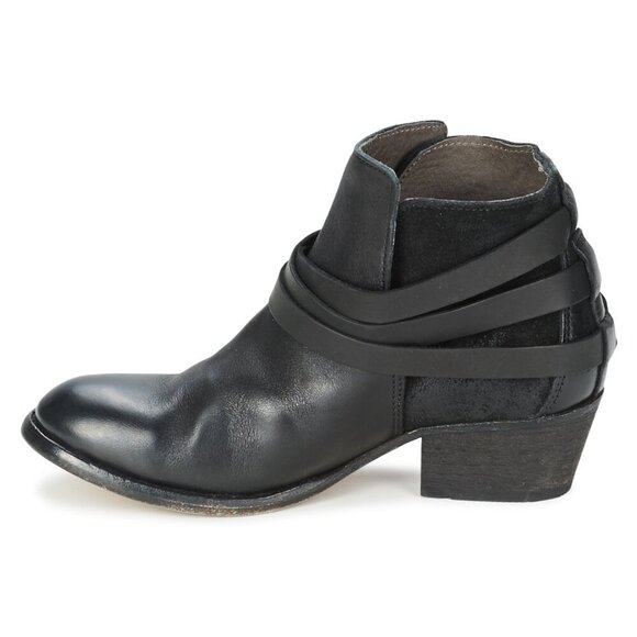 H by Hudson Horrigan Black Leather Double Buckle Ankle Booties Size 37 - Picture 4 of 15